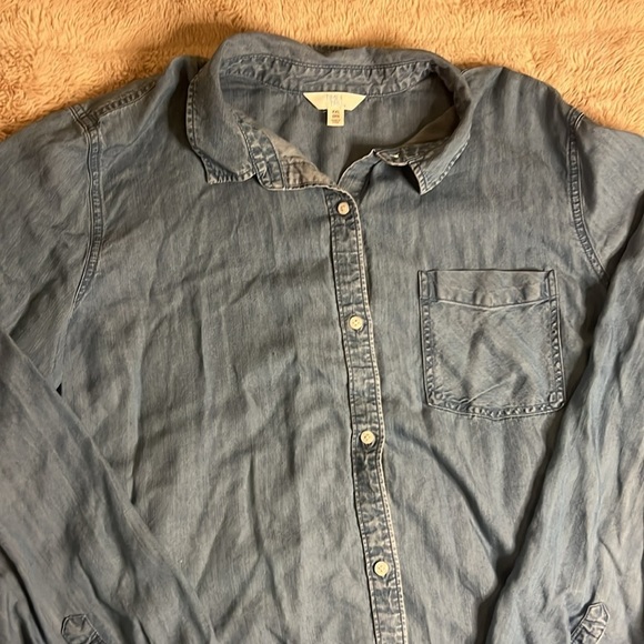 100% Lyocell soft lightweight blue button down women’s sz XXL - Picture 2 of 8